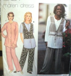 7040 SS-LS BUTTON TOP,TIE FAUX VEST OR NOT.PANTS PATTERN  XS-M